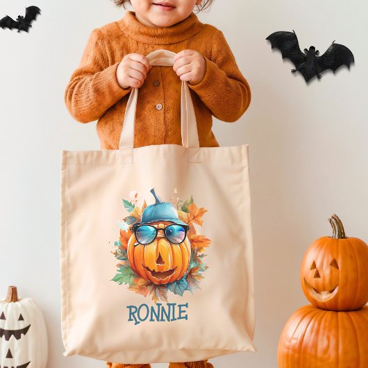 カスタム水彩可愛いカボチャのオレンジのハロウィン トートバッグ