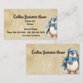 カスタム水彩可愛いペンギン冬の冷凍庫おもしろい 名刺 (正面/裏面)