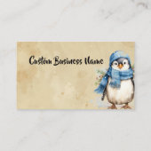 カスタム水彩可愛いペンギン冬の冷凍庫おもしろい 名刺 (裏面)