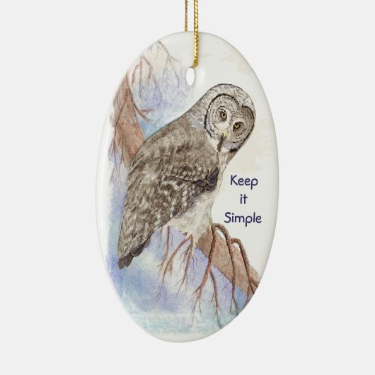 カスタム水彩型フクロウ保の引用文 セラミックオーナメント (右)