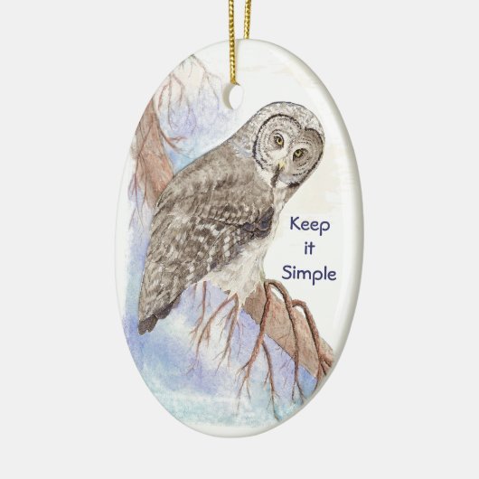 カスタム水彩型フクロウ保の引用文 セラミックオーナメント (左)