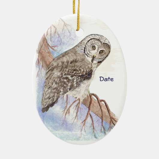 カスタム水彩型フクロウ保の引用文 セラミックオーナメント (裏面)