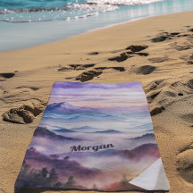 カスタム水彩山の霧の風景