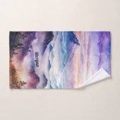 カスタム水彩山の霧ランドスケープ ハンドタオル (ハンドタオル)