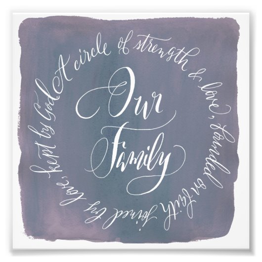 カスタム水彩書道プリント | 6 x 6ファミリ フォトプリント            (正面)