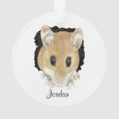 カスタム水彩画を覗く可愛いネズミ オーナメント (裏面)