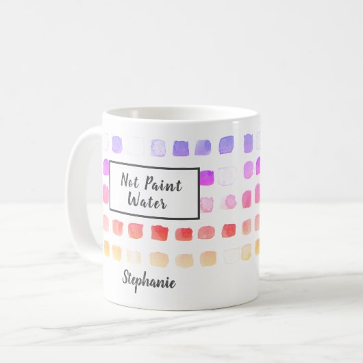カスタム水彩画アーティストピンク絵を描Not Water コーヒーマグカップ (正面左)
