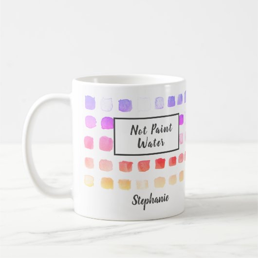 カスタム水彩画アーティストピンク絵を描Not Water コーヒーマグカップ (左)