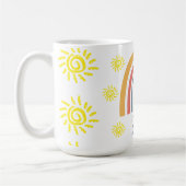 カスタム水彩画風ボヘミアンな虹と太陽 コーヒーマグカップ (左)
