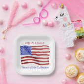 カスタム水彩米国国旗 ペーパープレート (パーティー)