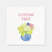 カスタム水彩紫陽花アメリカ国旗 スタンダードカクテルナプキン (正面)