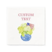 カスタム水彩紫陽花アメリカ国旗