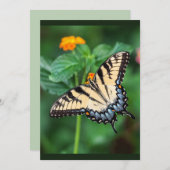 カスタム水彩蝶の庭の花 招待状 (正面/裏面)