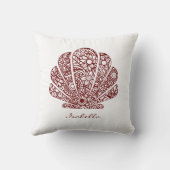 カスタム水彩貝殻曼荼羅赤白 クッション (裏面)