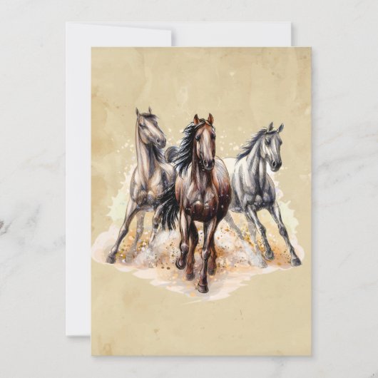 カスタム水彩野生馬の牧場の動物 招待状 (正面)