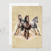 カスタム水彩野生馬の牧場の動物 招待状 (正面/裏面)