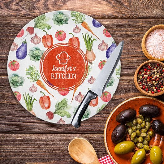 カスタム水彩野菜キッチン カッティングボード