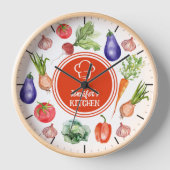 カスタム水彩野菜キッチン 壁時計 (正面)