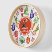 カスタム水彩野菜キッチン 壁時計 (傾斜)