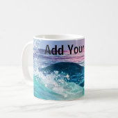 カスタム水彩青海波の写真（名前） コーヒーマグカップ (正面左)