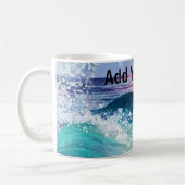カスタム水彩青海波の写真（名前） コーヒーマグカップ (左)