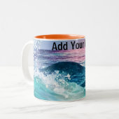 カスタム水彩青海波の写真（名前） ツートーンマグカップ (正面左)