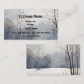 カスタム水彩風景風景木雪 名刺 (正面/裏面)