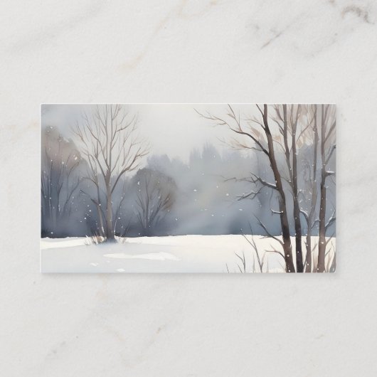 カスタム水彩風景風景木雪 名刺 (裏面)
