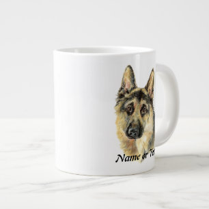 カスタム水彩 ドイツ牧羊犬 ペット 犬 ジャンボコーヒーマグカップ