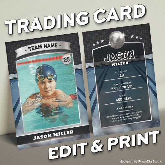 カスタム水球取引カードブルーシルバーカード コーリングカード