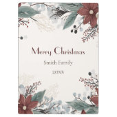 カスタム水赤と白色フローラクリスマス クリップボード (裏面)