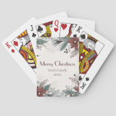 カスタム水赤と白色フローラクリスマス トランプ (裏面)