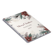 カスタム水赤と白色フローラクリスマス ノートブック (右側)