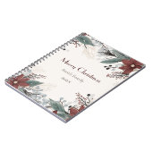 カスタム水赤と白色フローラクリスマス ノートブック (左側)