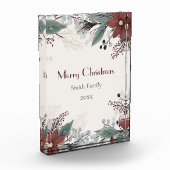 カスタム水赤と白色フローラクリスマス フォトブロック (左)