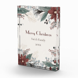 カスタム水赤と白色フローラクリスマス フォトブロック