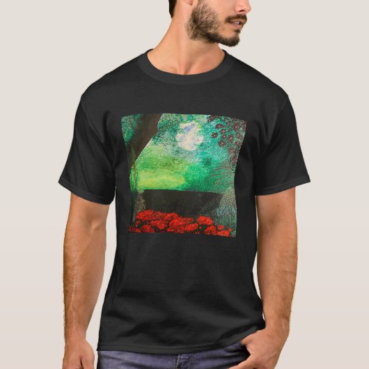 カスタム油絵オリジナル景観月夜 Tシャツ (正面)