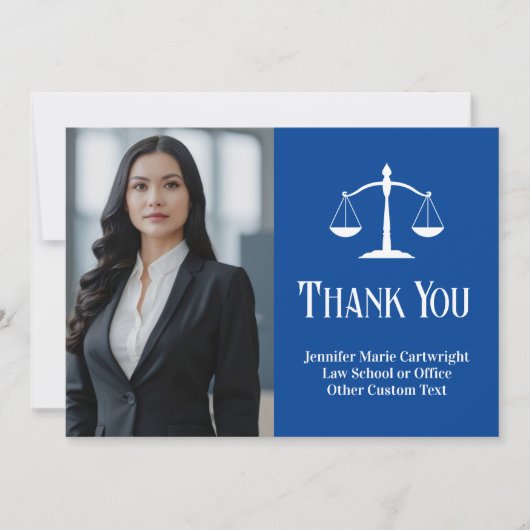 カスタム法律事務所ブルーホワイト弁護士写真 サンキューカード (正面)