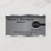 カスタム注文 – エグゼクティブブラックスチールモノグラム 名刺 (正面)