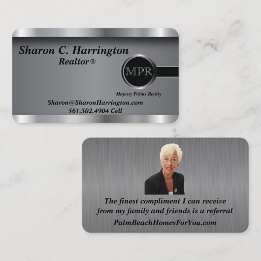 カスタム注文 – エグゼクティブブラックスチールモノグラム 名刺 (正面/裏面)