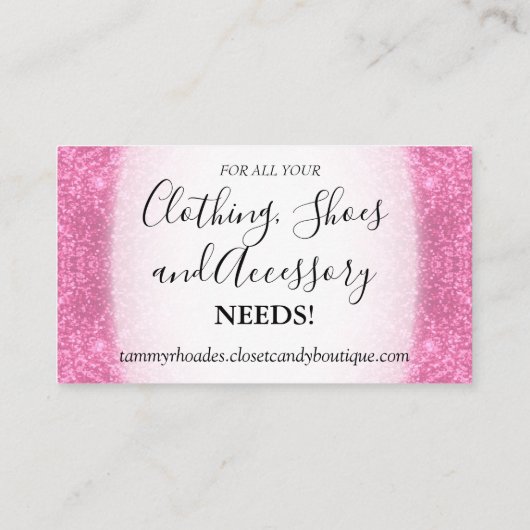 カスタム注文 – ピンクのグリッターとロゴ 名刺 (裏面)