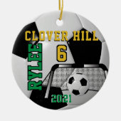 カスタム注文 – 白黒サッカーボール⚽ セラミックオーナメント (正面)