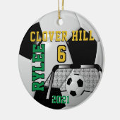 カスタム注文 – 白黒サッカーボール⚽ セラミックオーナメント (左)