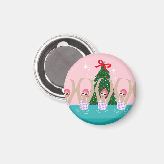 カスタム泳ぐ人芸術的イラストレーション マグネット (正面/裏面)