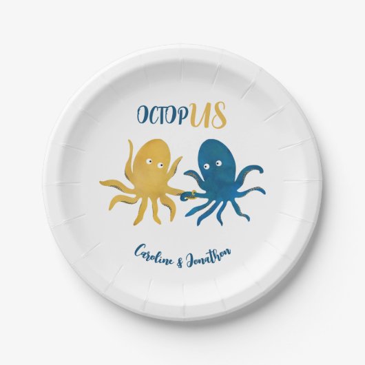カスタム海おもしろい海軍金ゴールド海タコ結婚ズ ペーパープレート (正面)