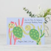 カスタム海タートルズアンダーシー誕生日招待状 招待状 (スタンド正面)