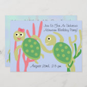 カスタム海タートルズアンダーシー誕生日招待状 招待状 (正面/裏面)