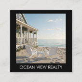 カスタム海ビューフォトリアルティブラック スクエア名刺 (正面)