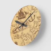 カスタム海賊地図ランドポイントファミリー ラウンド壁時計 (傾斜)