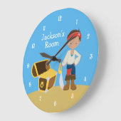 カスタム海賊少年の部屋 ラージ壁時計 (傾斜)